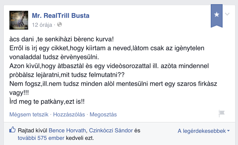 Illustration for article titled Mr Busta lekurvázta a 444-es Ács Danit, aki a Cinken válaszol neki
